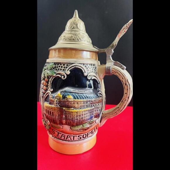 ❤️SOLD❤️Vintage DBGM Western Germany German Beer Stein with Pewter Lid. 7" in. - Picture 2 of 7